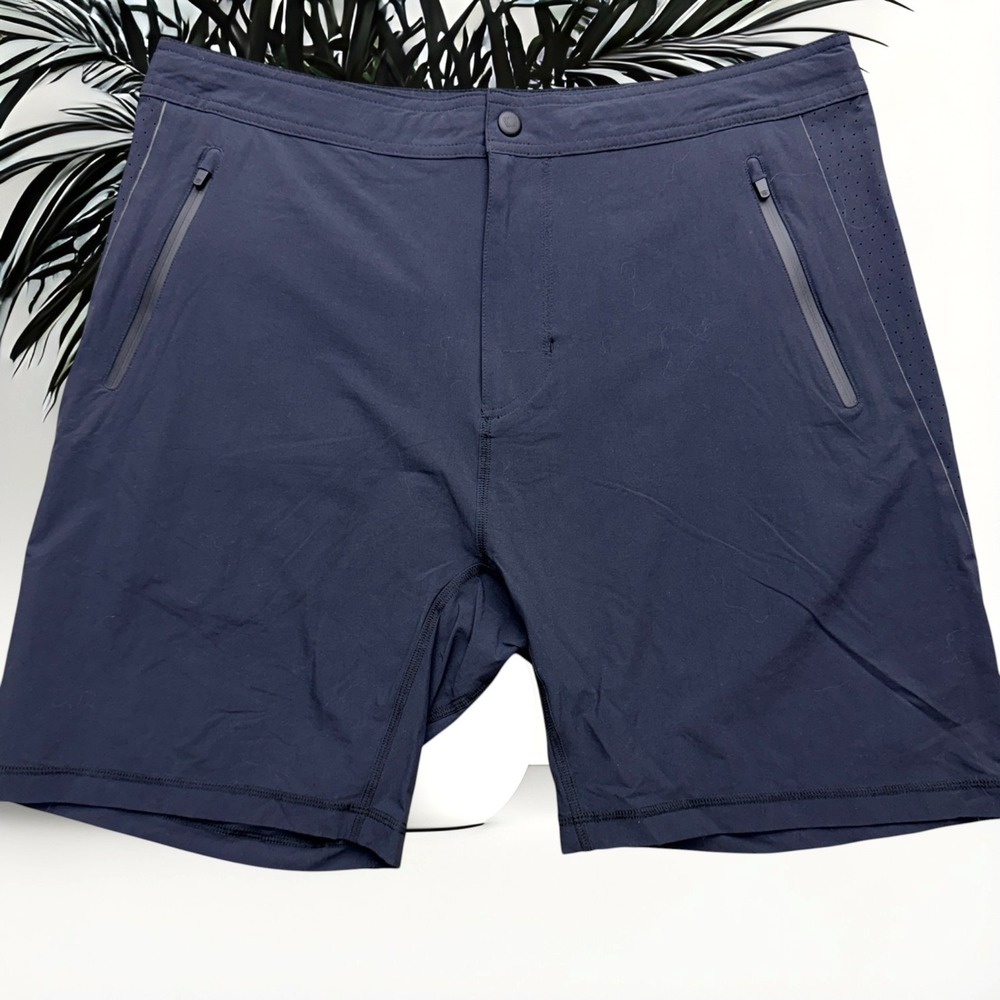 Mack Weldon 4-Way Active Shorts Men's XL Slate Blue Water Resistant Lightweight